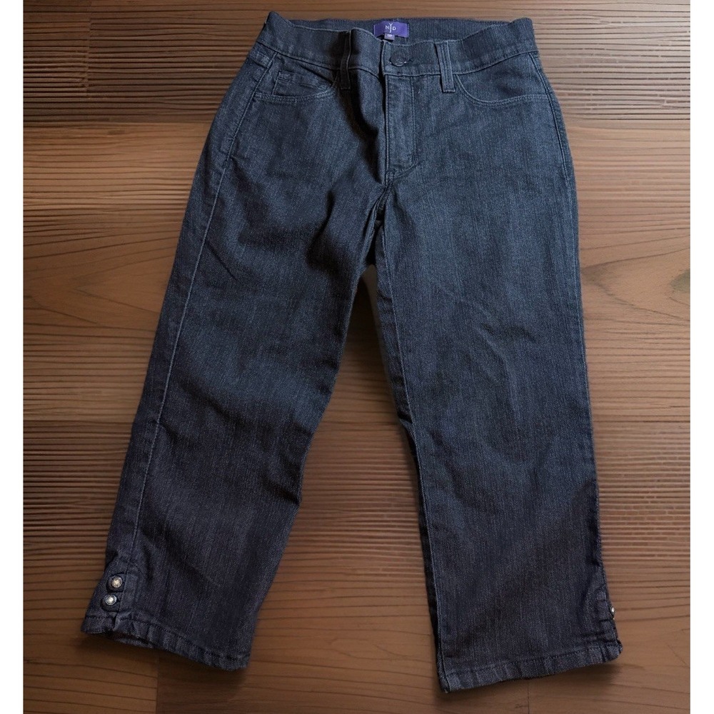 Vintage NYDJ Not Your Daughter's Jeans Crop Stretch Black Rhinestones 0P USA EUC